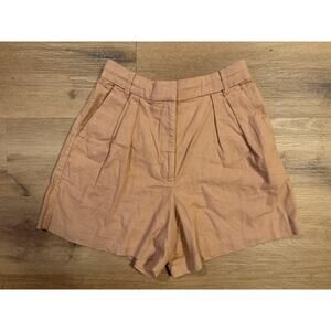 NWT Abercrombie Fitch Women’s Linen Blend Shorts Peach High Rise Pleated Size S